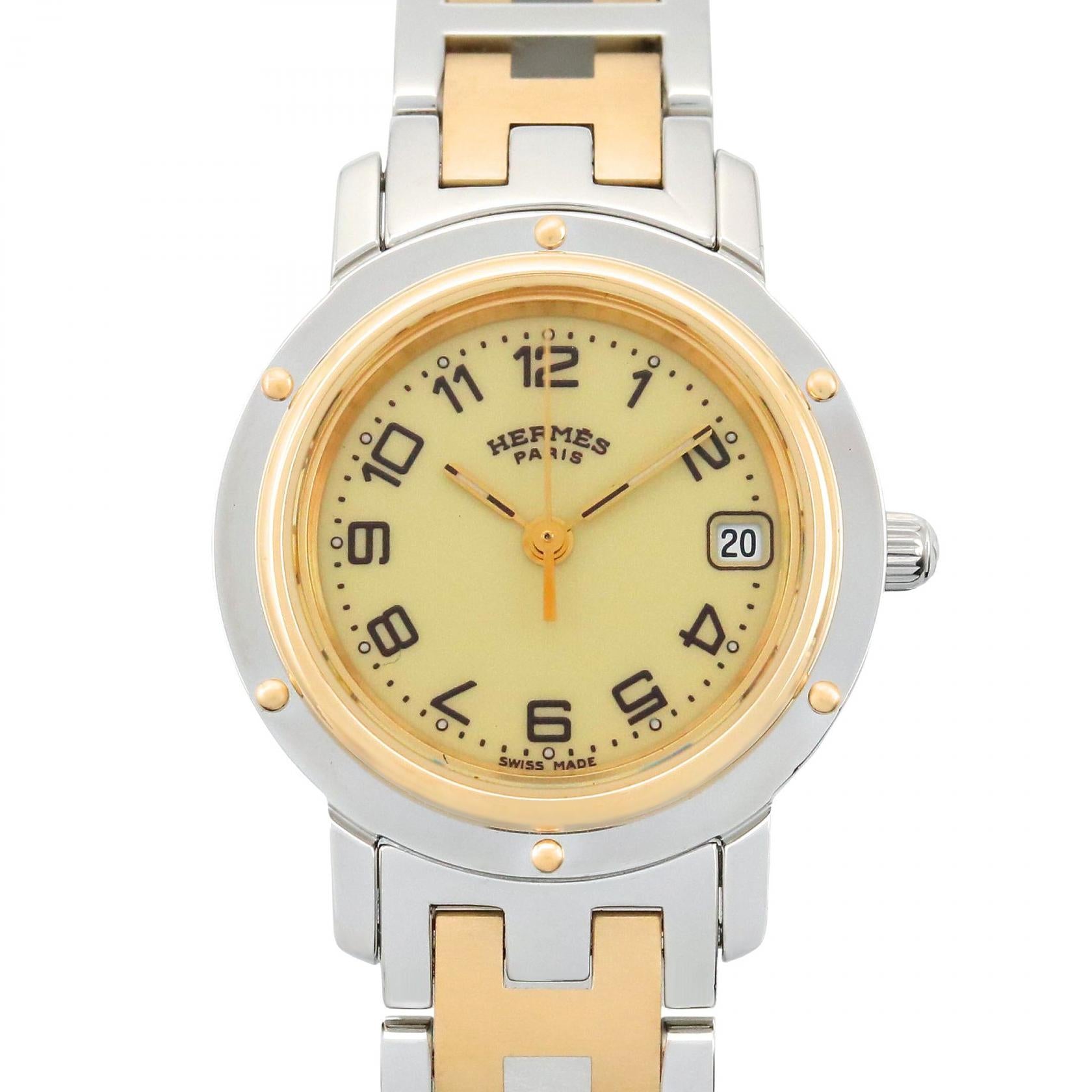 クリッパー レディース 腕時計 クオーツ GP SS アイボリー エルメス