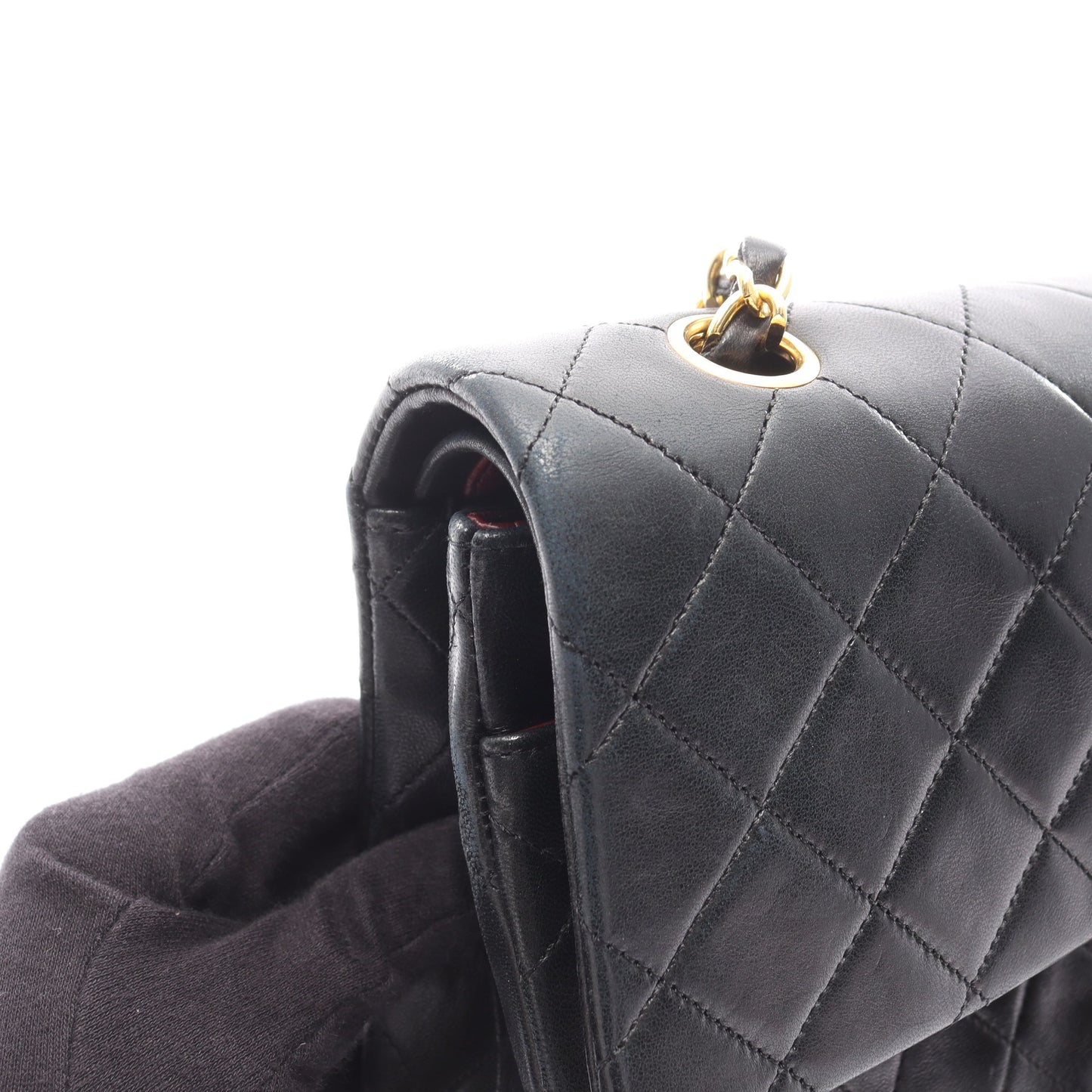 マトラッセ Wフラップ Wチェーンショルダーバッグ ラムスキン ブラック ゴールド金具 シャネル バッグ CHANEL