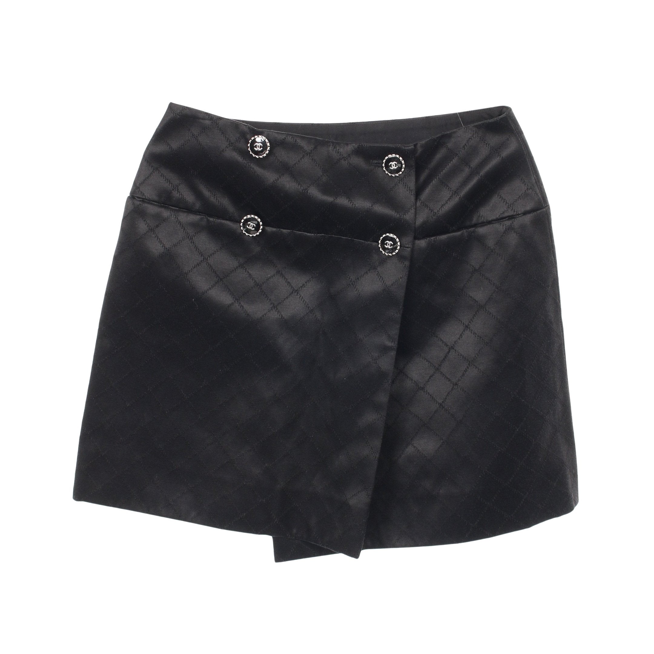 ココマークボタン ラップスカート コットン シルク ブラック シャネル