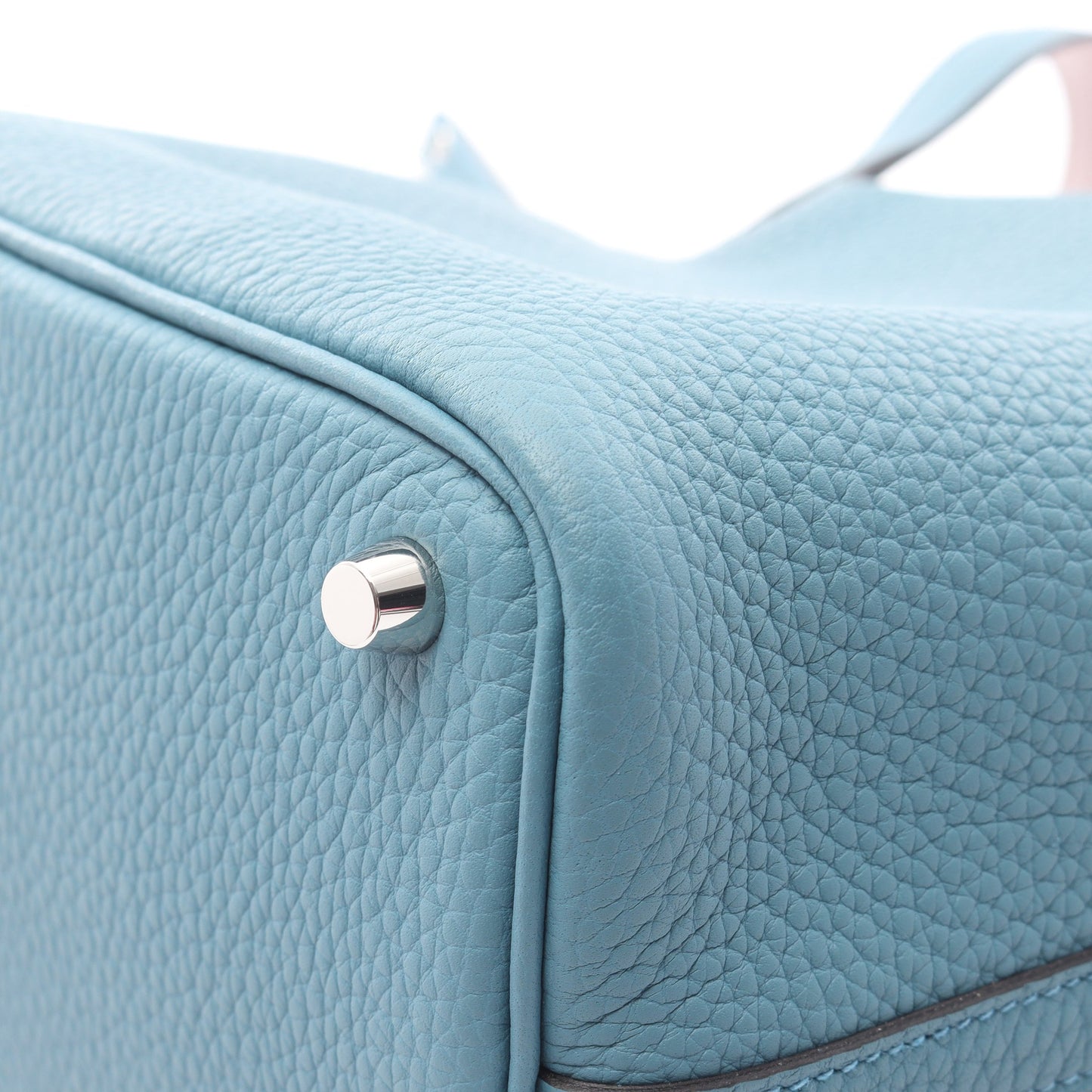 ピコタンロックPM エクラ ニューブルージーン モーヴペール ハンドバッグ トリヨンクレマンス ブルー ライトピンク シルバー金具 W刻印 エルメス