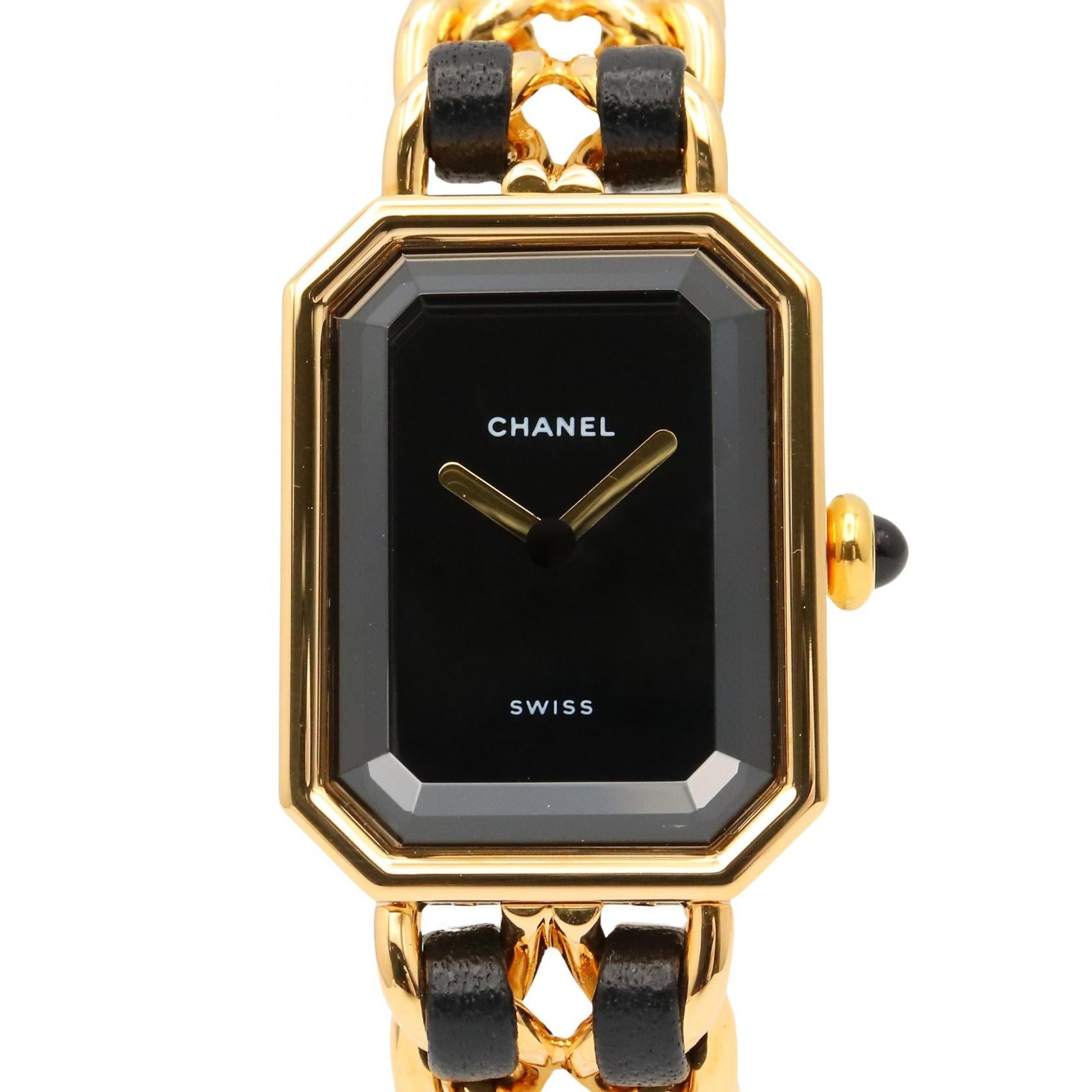 プルミエール S レディース 腕時計 クオーツ GP レザー ブラック