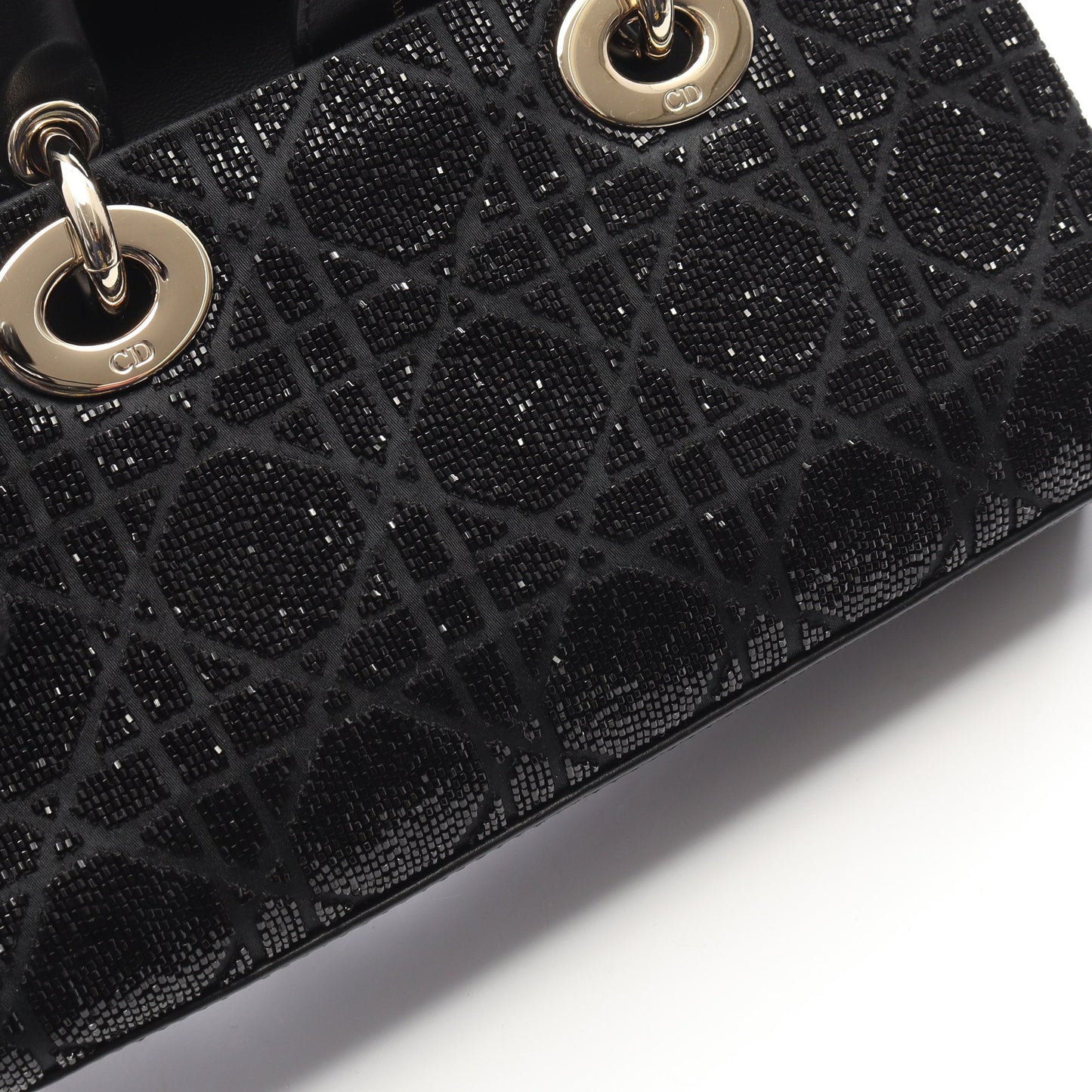 Lady D-Joy スモール ハンドバッグ レザー ブラック ビーズ 2WAY クリスチャンディオール バッグ Christian Dior