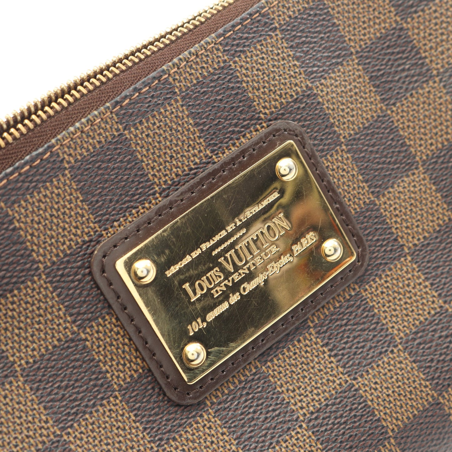 エヴァ ダミエエベヌ チェーンハンドバッグ PVC レザー ブラウン ルイヴィトン バッグ LOUIS VUITTON