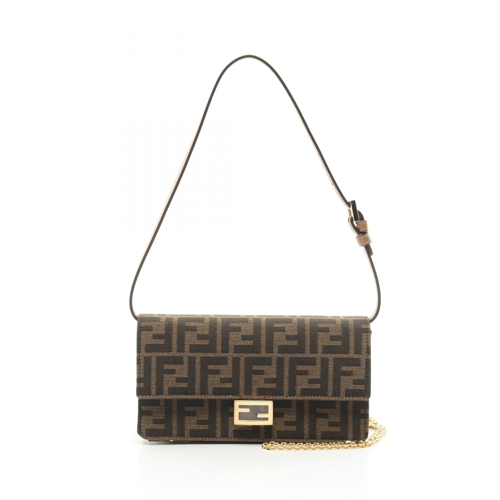 バゲット ズッカ ショルダーバッグ キャンバス レザー ブラウン