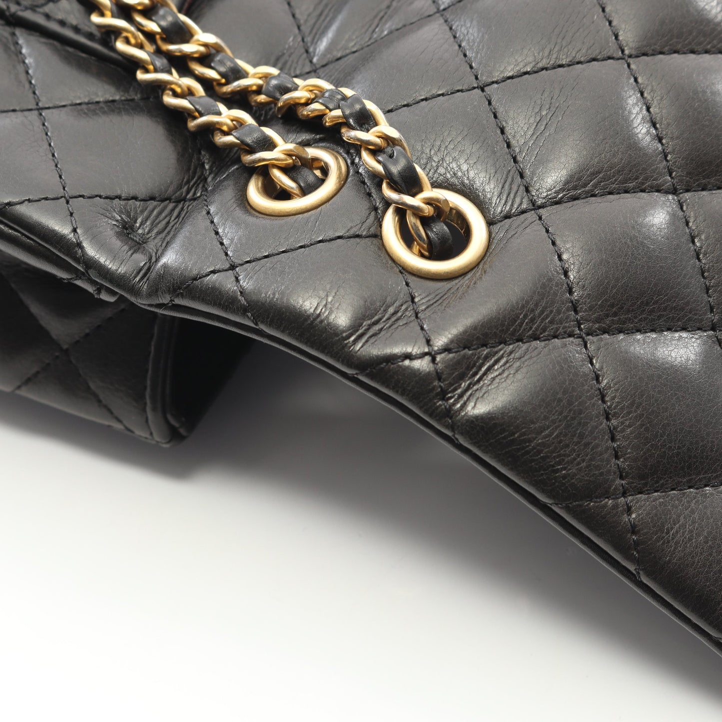 マトラッセ Wチェーンショルダーバッグ ラムスキン ブラック ゴールド金具 シャネル バッグ CHANEL