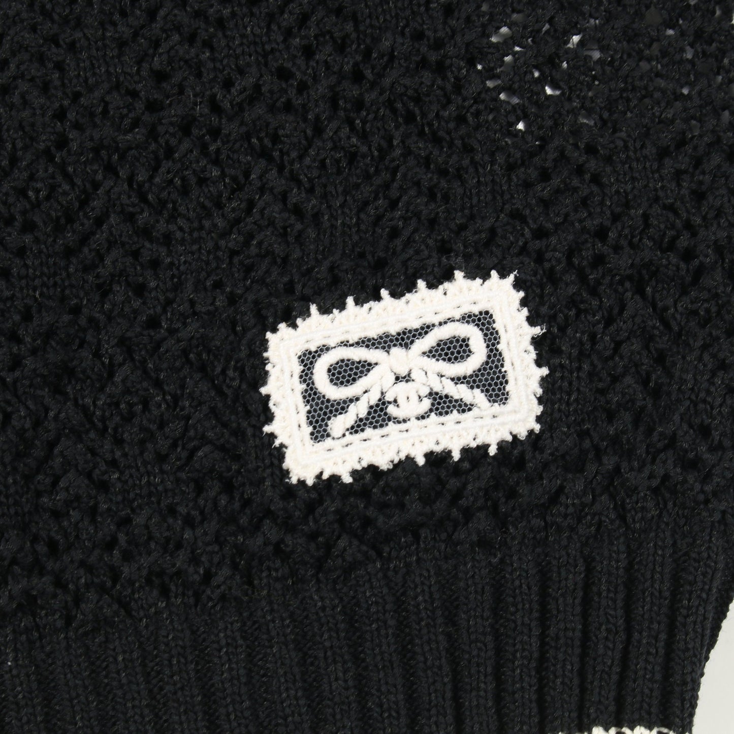 ココマークボタン ニット ヘンリーネック コットン ブラック アイボリー シャネル トップス CHANEL