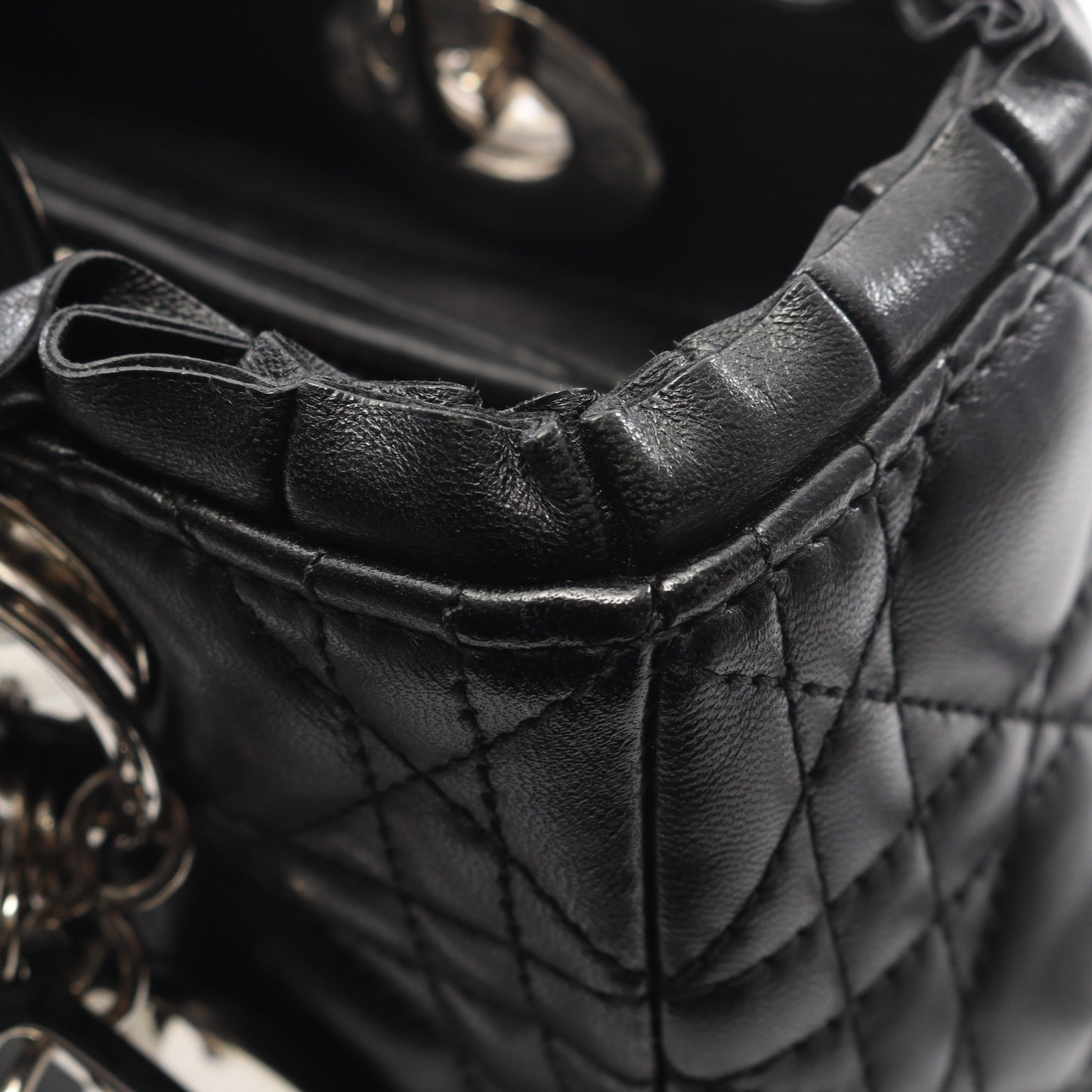 LADY DIOR レディディオール ハンドバッグ ラムスキン ブラック 2WAY クリスチャンディオール バッグ Christian Dior