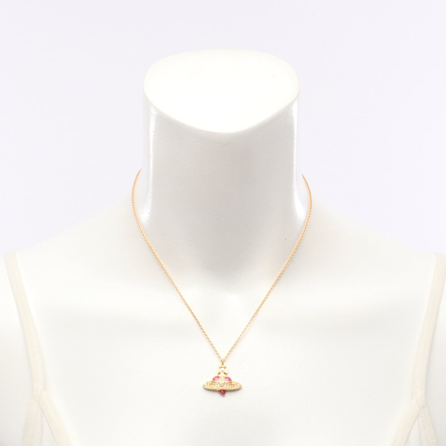DIAMANTE HEART ネックレス GP ラインストーン ゴールド ピンク クリア ヴィヴィアンウエストウッド アクセサリー Vivienne Westwood