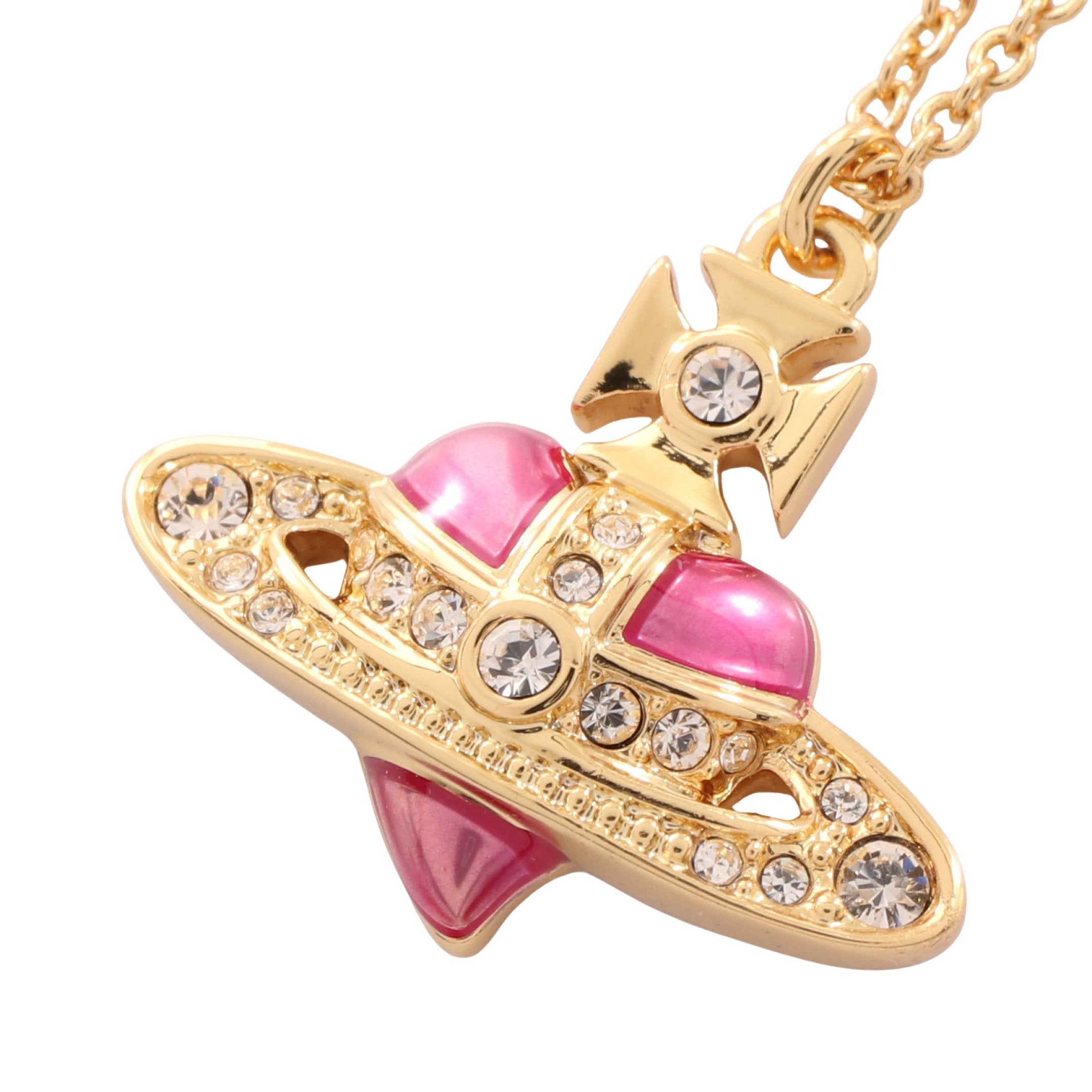 DIAMANTE HEART ネックレス GP ラインストーン ゴールド ピンク クリア