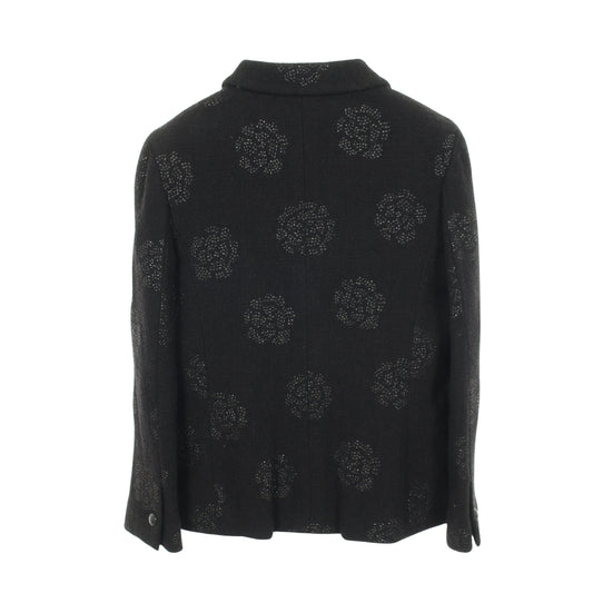 カメリア ツイード テーラードジャケット ウール ブラック 03C シャネル アウター CHANEL