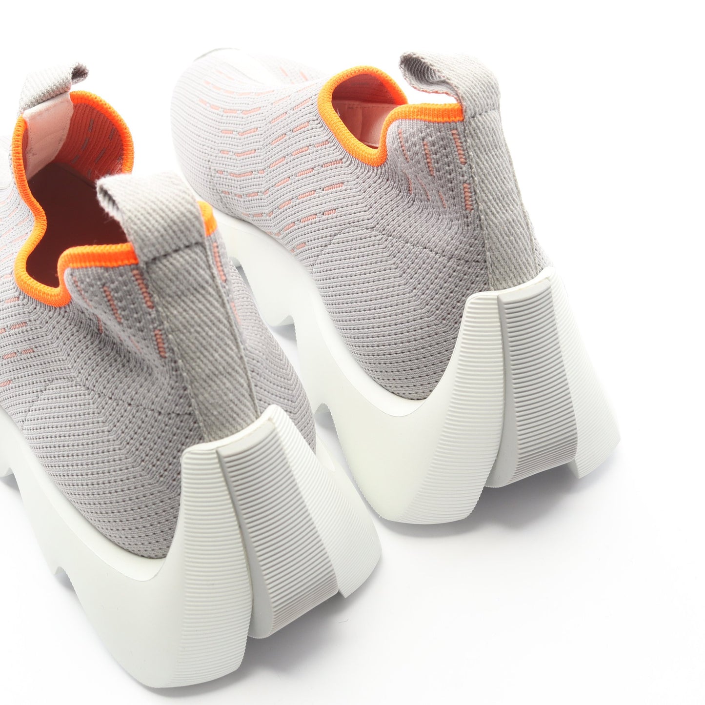 エクレール ニット スニーカー ファブリック グレー オレンジ エルメス シューズ HERMES