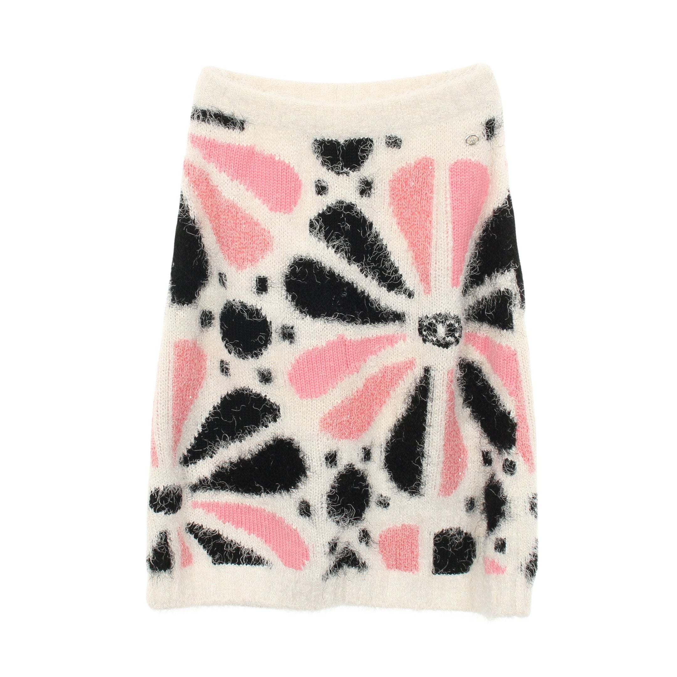 ココマーク スカート 花柄 カシミヤ シルク ホワイト ピンク ブラック