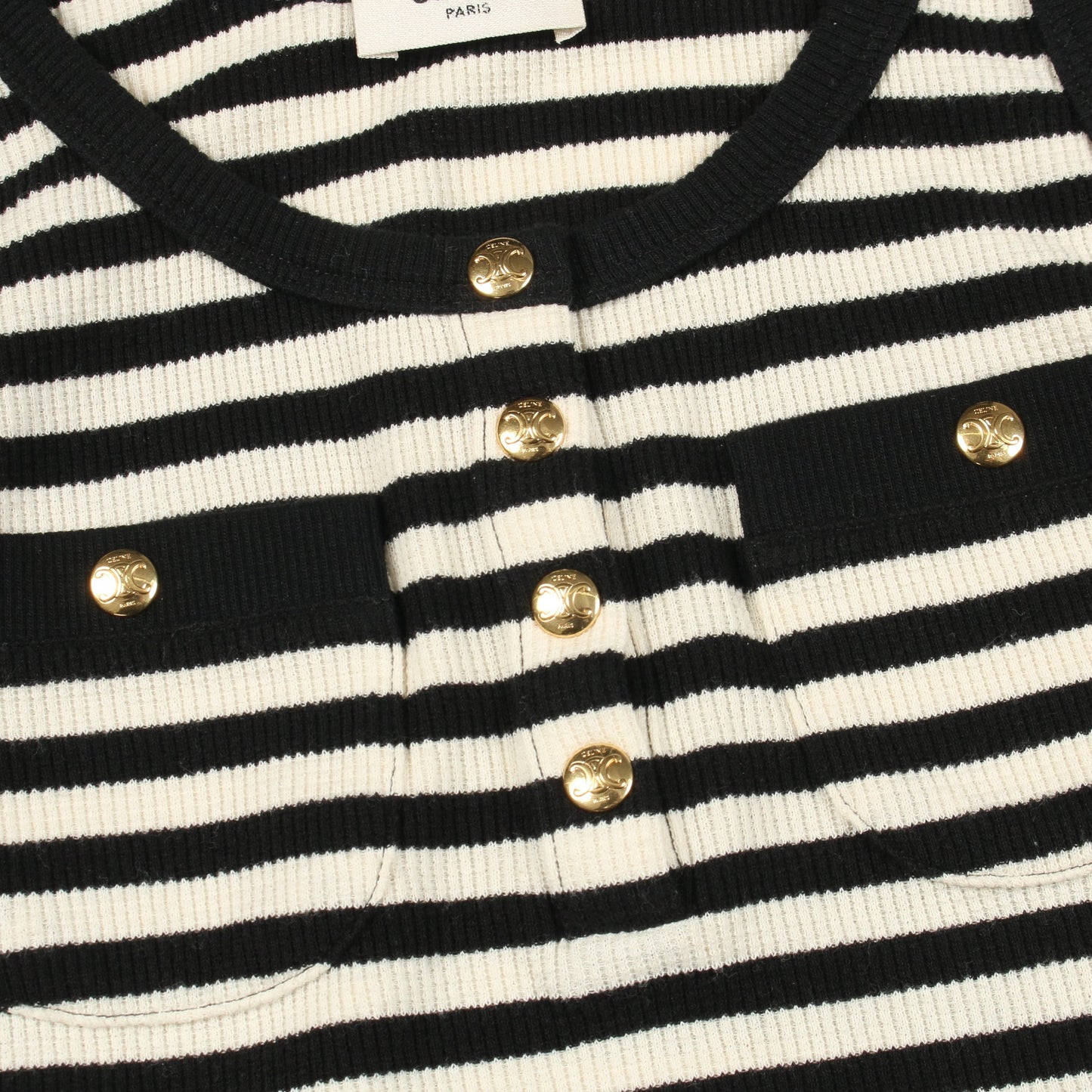 マリニエール リブ コットンジャージー タンクトップ コットン ブラック ホワイト セリーヌ