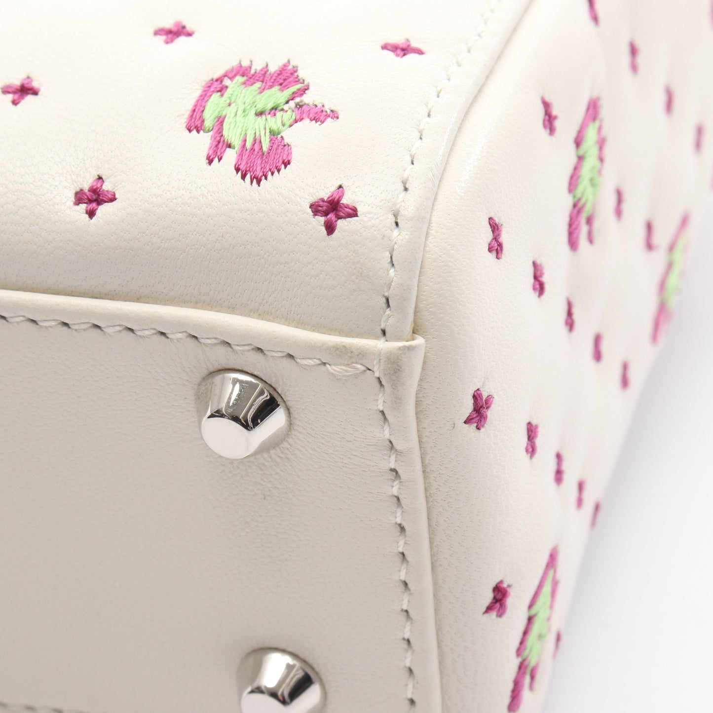 レディディオール ミニ ハンドバッグ 刺繍 レザー ホワイト 2WAY クリスチャンディオール バッグ Christian Dior