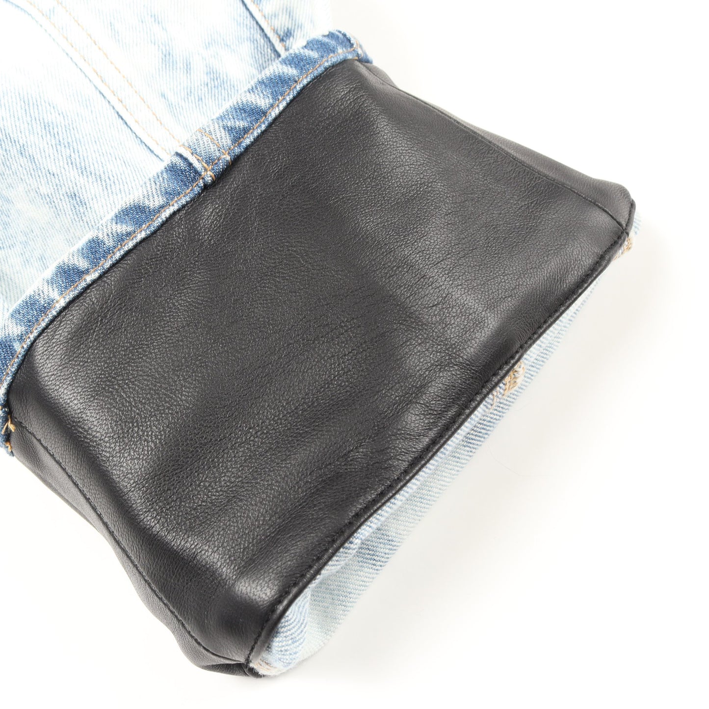 パラシュートパンツ デニムパンツ タイダイ コットン レザー ライトブルー ブラック 切替 セリーヌ ボトムス CELINE