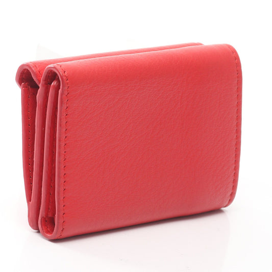 ペーパーミニウォレット 三つ折り財布 レザー レッド バレンシアガ