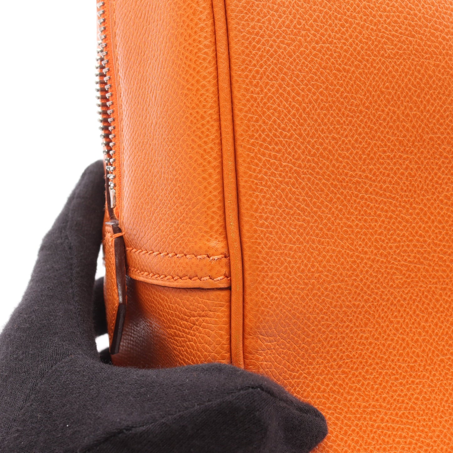 プリュム28 ハンドバッグ ヴォーエプソン オレンジ シルバー金具 □H刻印 エルメス バッグ HERMES