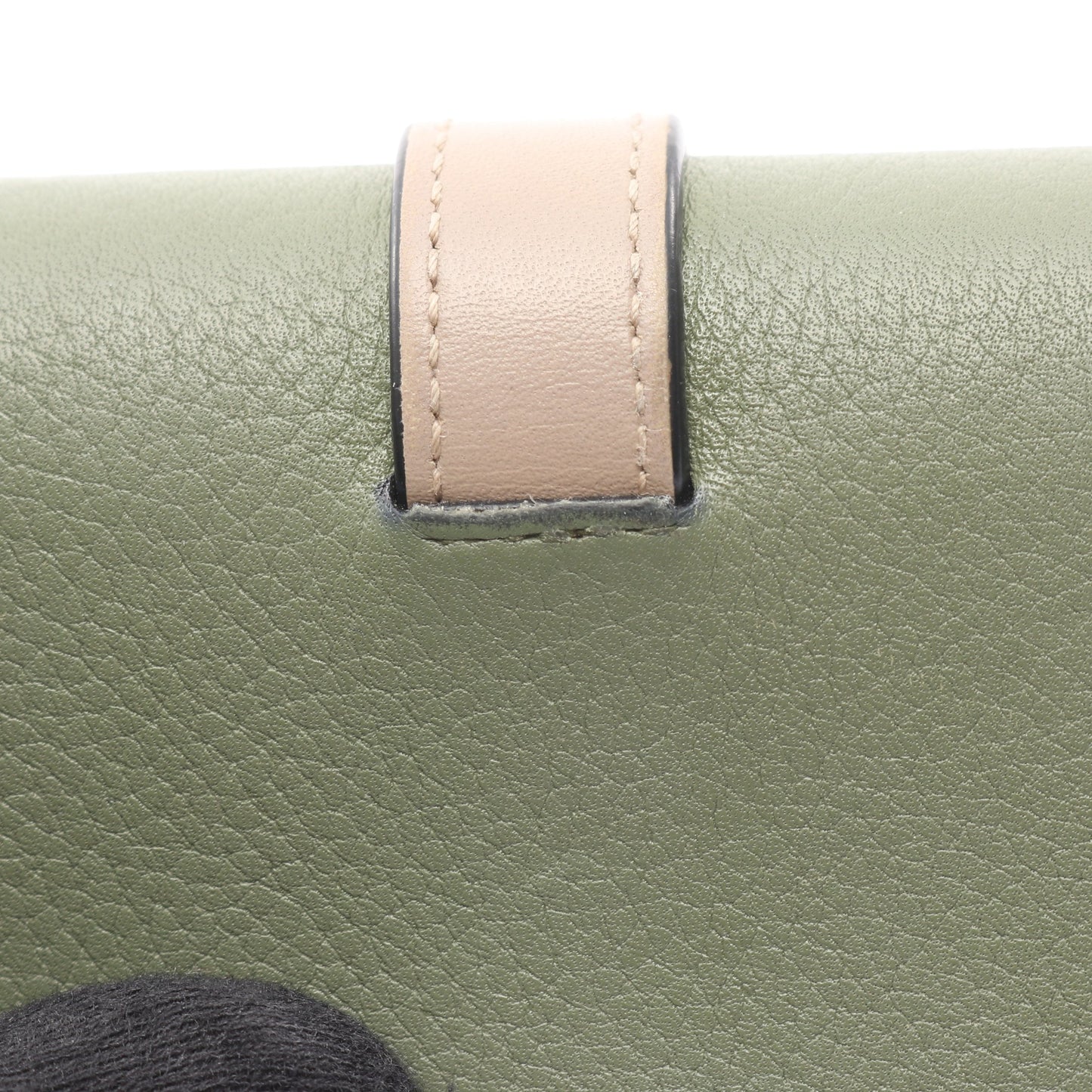 バーティカル ウォレット スモール 三つ折り財布 レザー グリーン グレーベージュ ロエベ