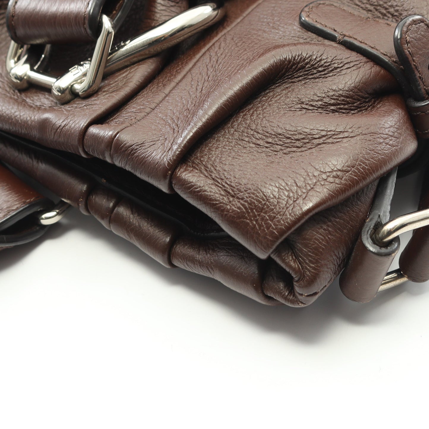 ピロー スモール ショルダーバッグ レザー ダークブラウン 2WAY セリーヌ バッグ CELINE