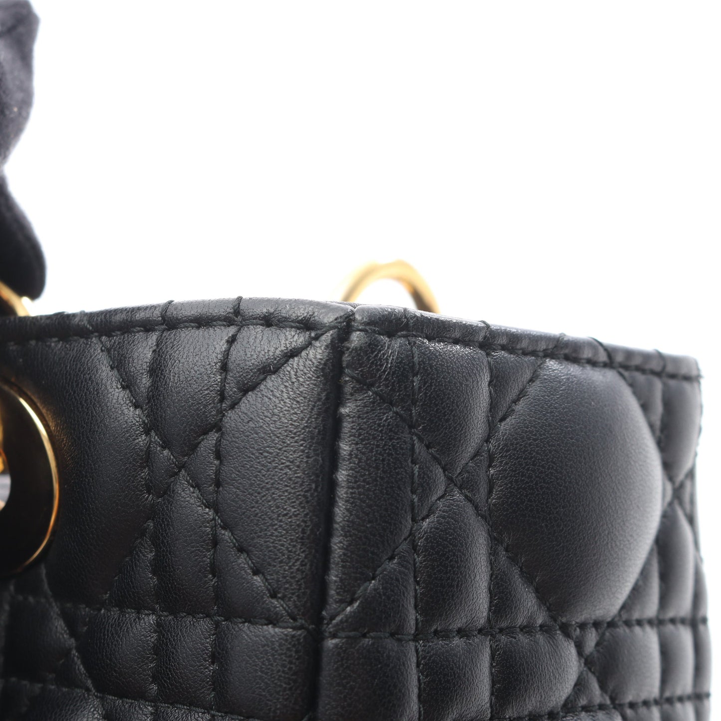 LADY DIOR レディディオール カナージュ ハンドバッグ レザー ブラック 2WAY クリスチャンディオール