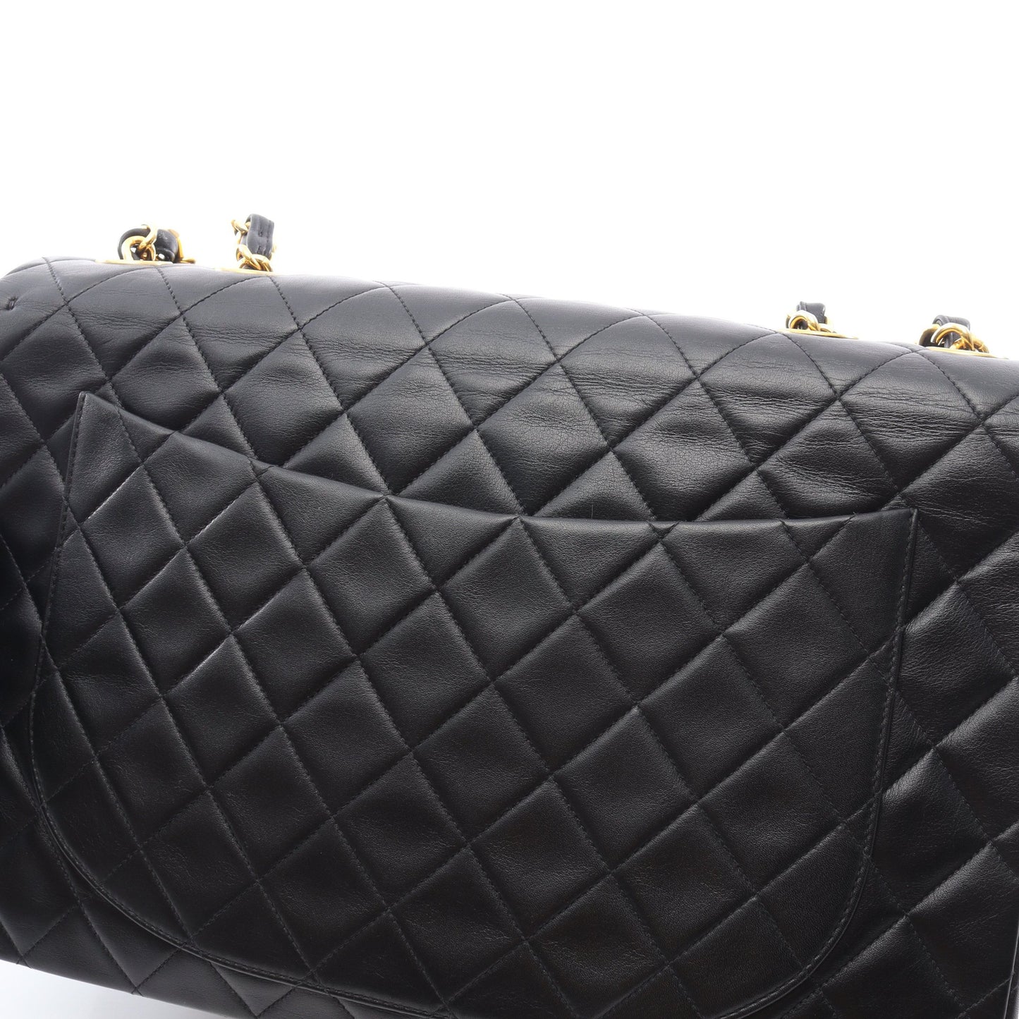 デカマトラッセ34 Wチェーンショルダーバッグ ラムスキン ブラック ゴールド金具 シャネル