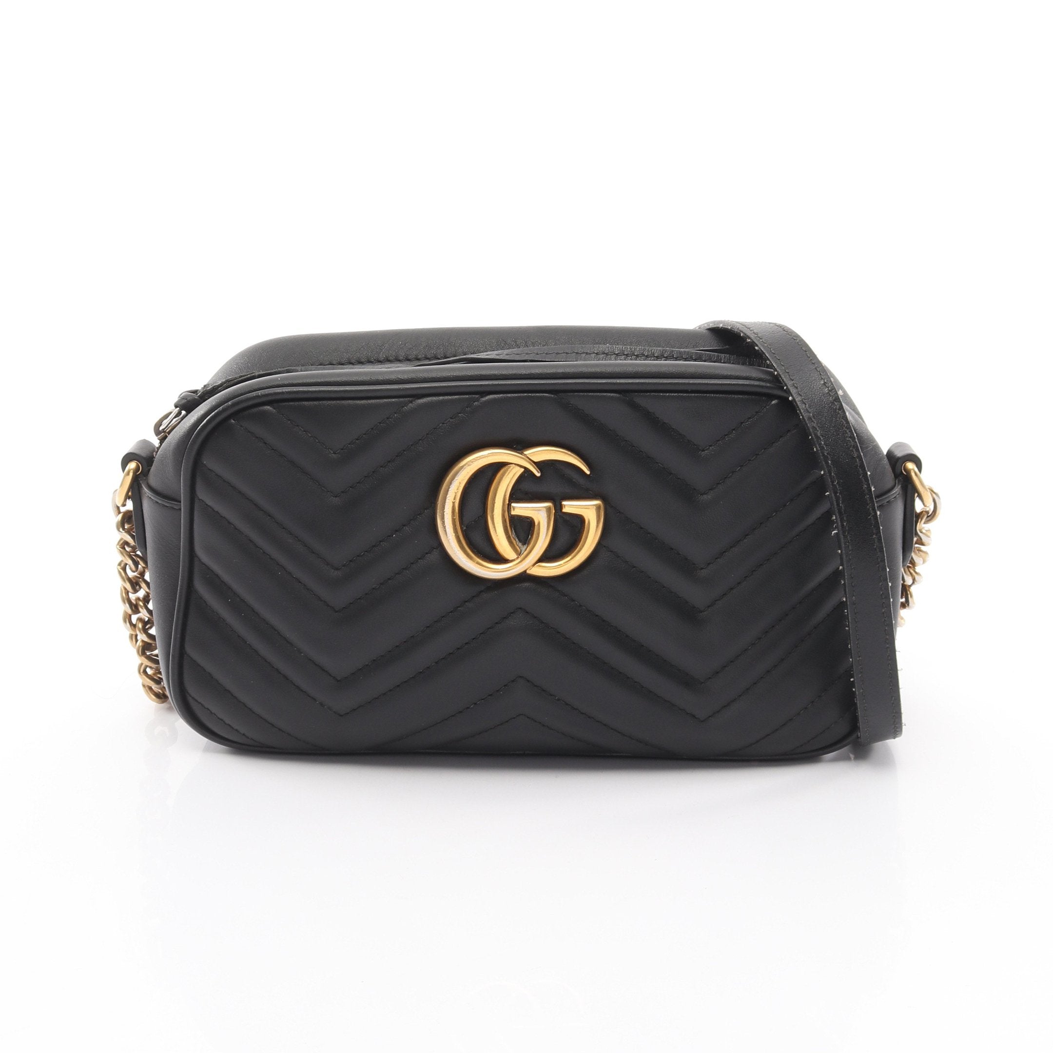 GGマーモント チェーンショルダーバッグ レザー ブラック グッチ – RECLO