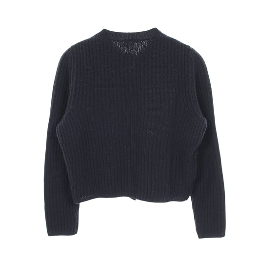 ビジューボタン カーディガン クルーネック カシミヤ ネイビー ミュウミュウ