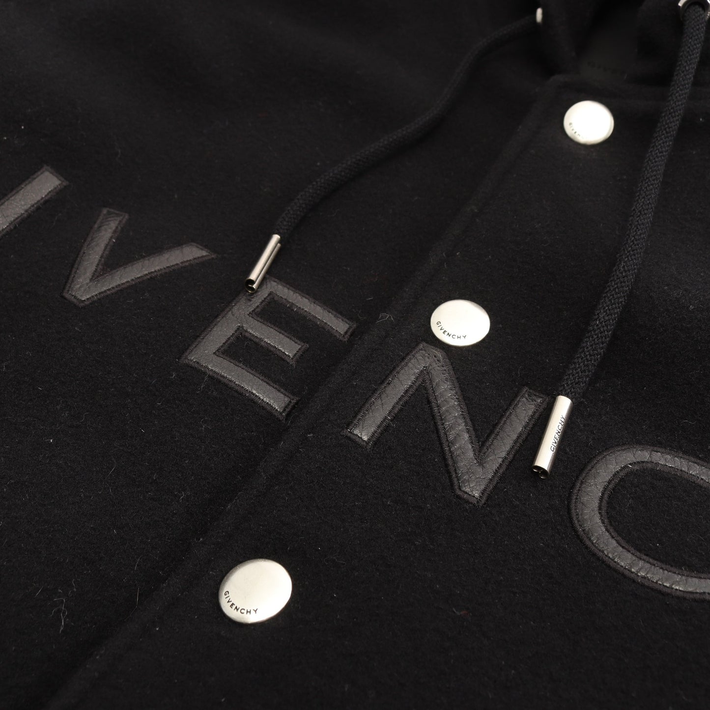 バーシティ ブルゾン ジャケット レザー ウール ブラック フード付き ジバンシィ アウター GIVENCHY