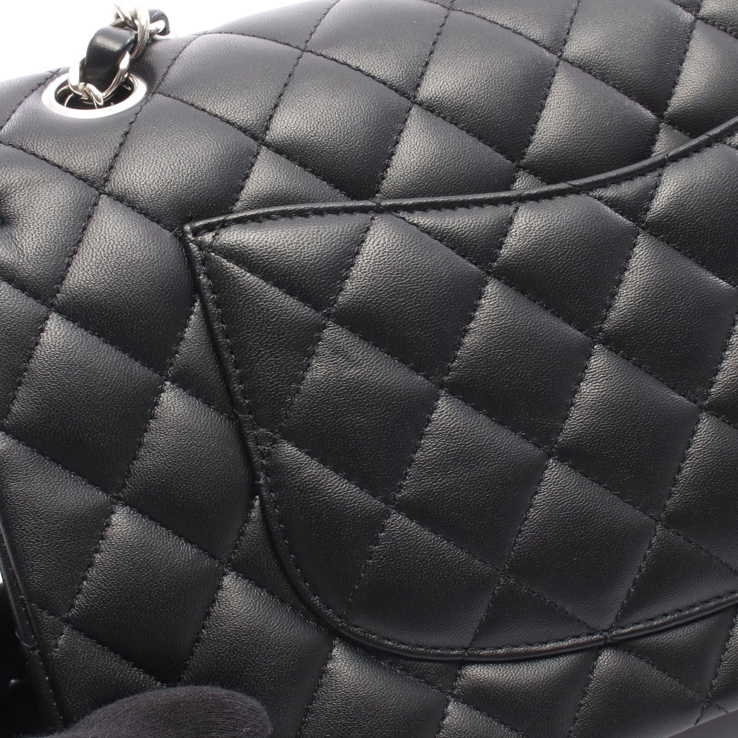 マトラッセ Wフラップ Wチェーンショルダーバッグ ラムスキン ブラック シルバー金具 シャネル バッグ CHANEL