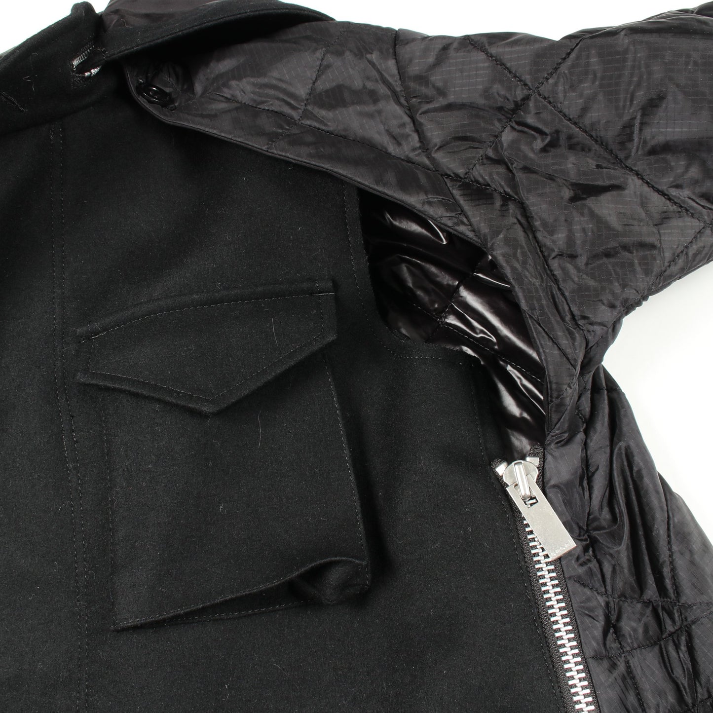 ドッキング コート ウール ナイロン ブラック フード付き サカイ アウター sacai