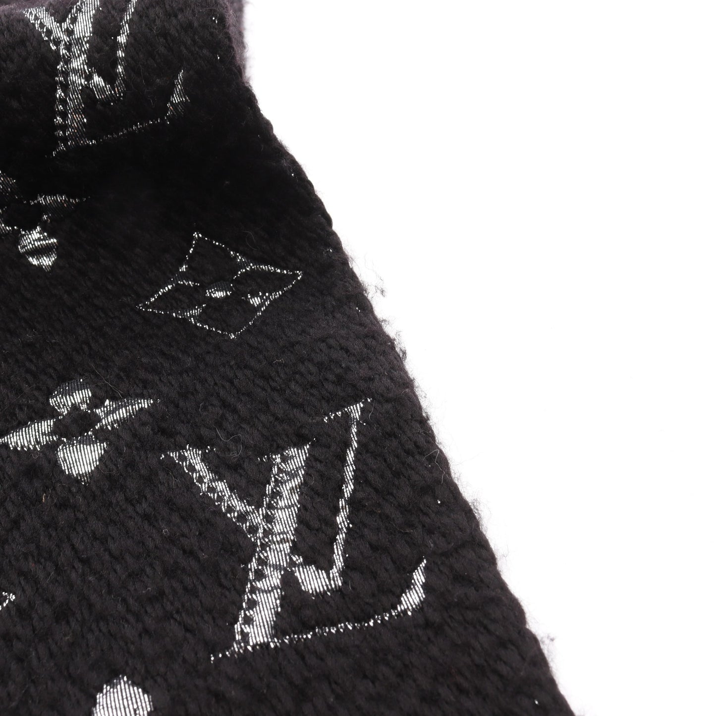 エシャルプ ロゴマニア シャイン ノワール マフラー ウール シルク ブラック シルバー ルイヴィトン 財布・小物 LOUIS VUITTON