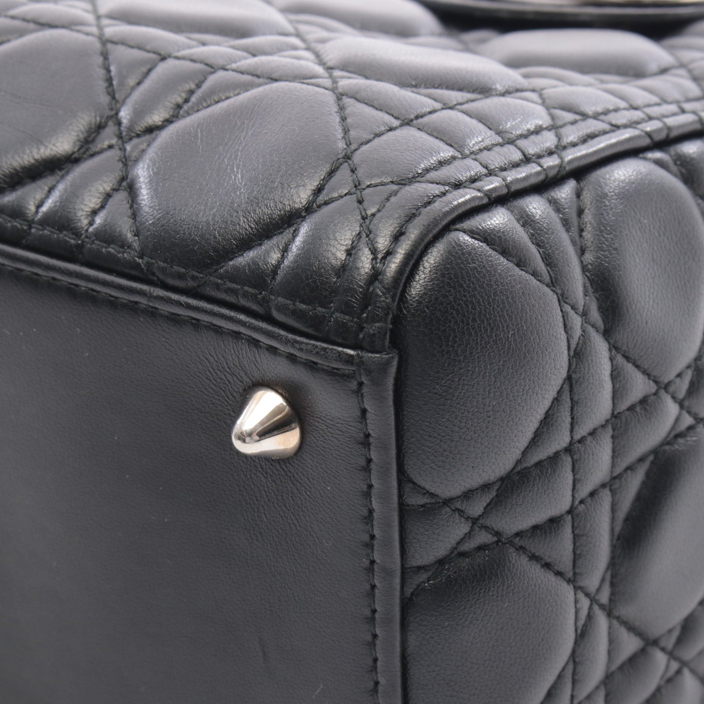 LADY DIOR レディディオール カナージュ ハンドバッグ レザー ブラック 2WAY クリスチャンディオール バッグ Christian Dior