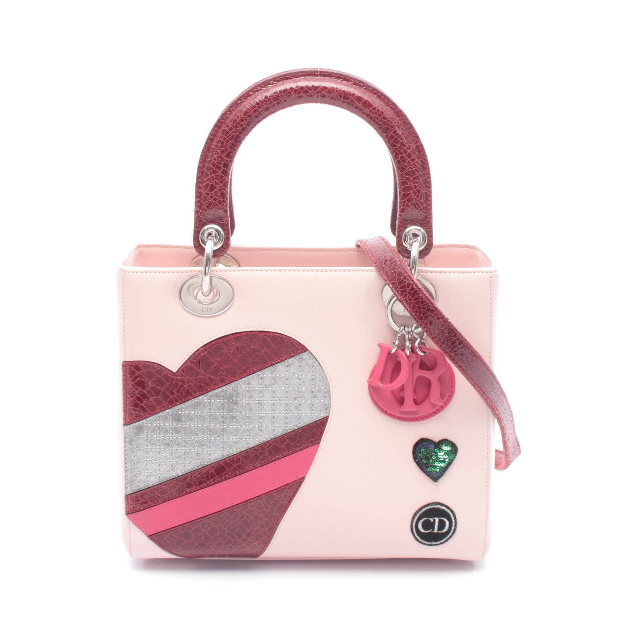 LADY DIOR レディディオール ハンドバッグ ハート ワッペン レザー