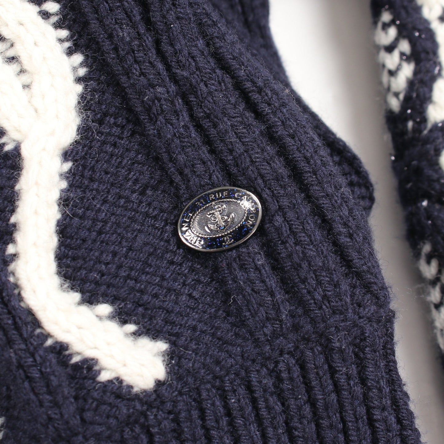 チュニック ケーブル ニットワンピース ウール カシミヤ ネイビー オフホワイト シャネル ワンピース CHANEL
