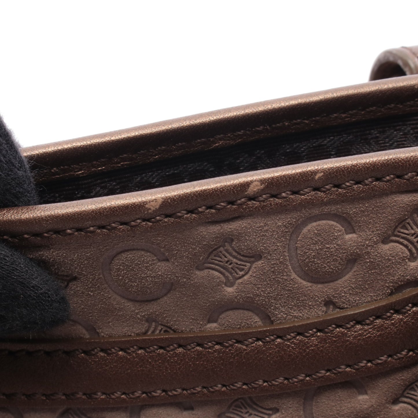 ブギーバッグ Cマカダム ハンドバッグ スエード レザー グレーベージュ ブロンズ セリーヌ バッグ CELINE