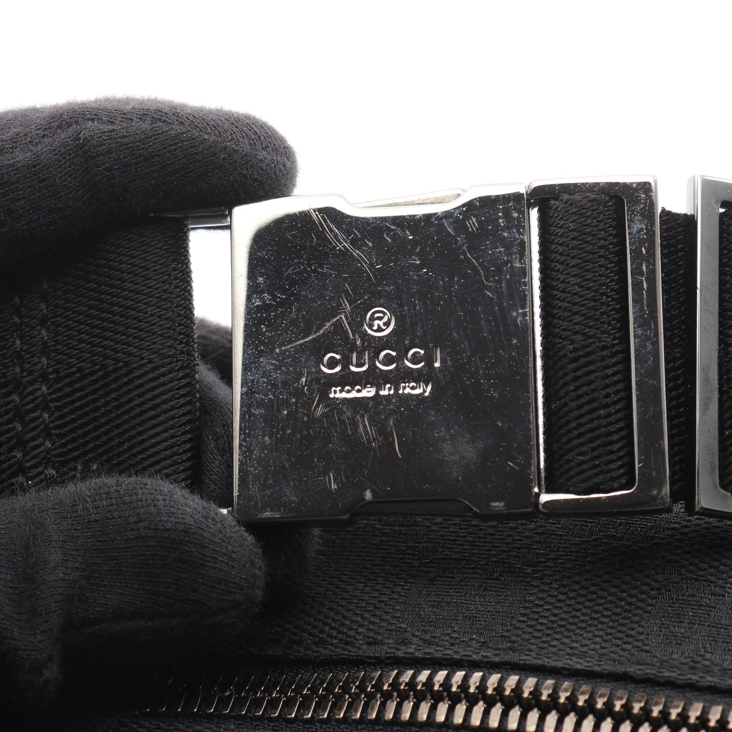 GGキャンバス ボディバッグ ウエストバッグ キャンバス レザー ブラック グッチ バッグ GUCCI
