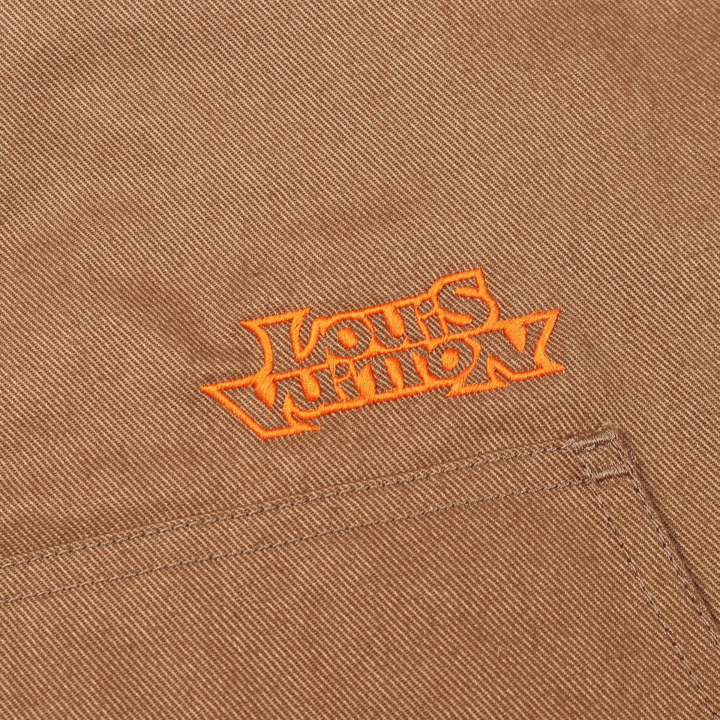 フーデットパテットデニムブルゾン ジャケット コットン ブラウン オレンジ フード付き 中綿 ルイヴィトン アウター LOUIS VUITTON