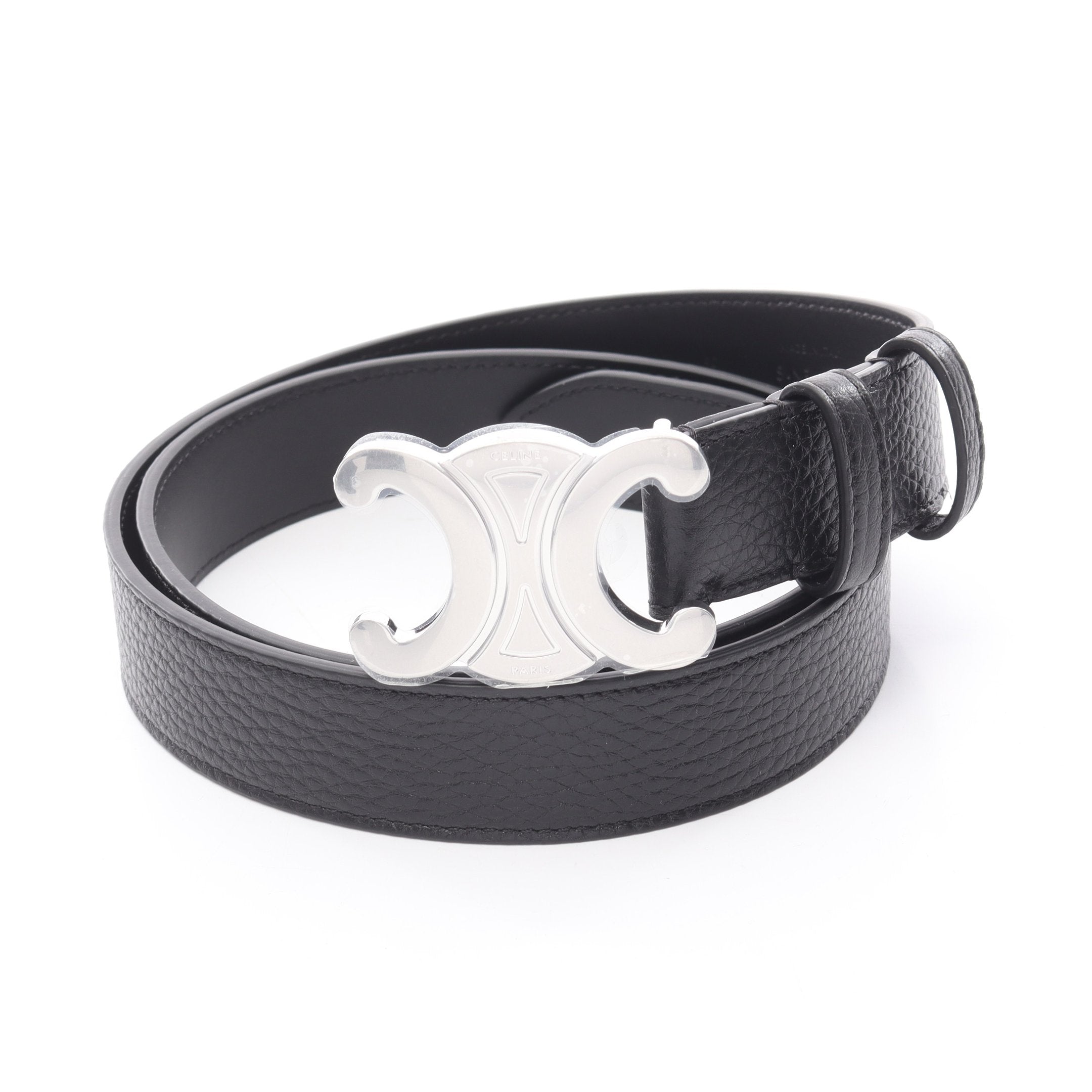 トリオンフ ラージ 30MM ベルト レザー ブラック シルバー金具