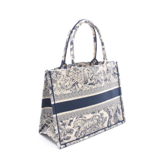 BOOK TOTE ブックトート ミディアム ハンドバッグ トートバッグ キャンバス ネイビー オフホワイト クリスチャンディオール