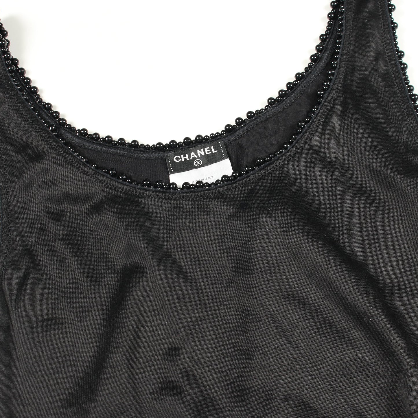 タンクトップ ビーズ レーヨン コットン ブラック シャネル トップス CHANEL