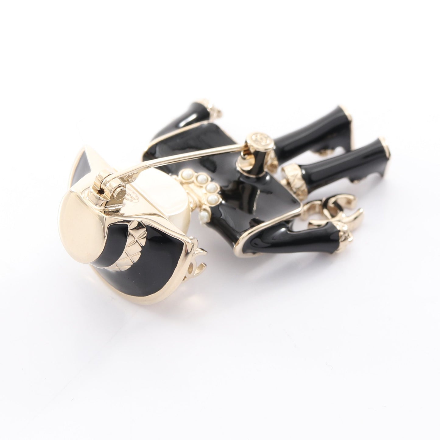 ココマーク ブローチ 人形モチーフ GP フェイクパール ゴールド ブラック オフホワイト B25B シャネル