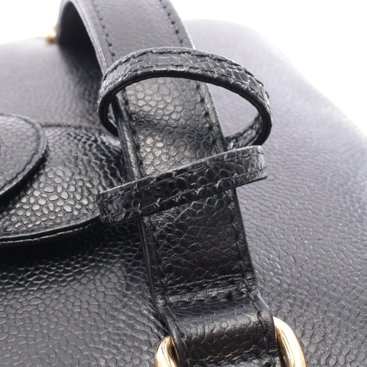 ココマーク ハンドバッグ バニティバッグ キャビアスキン ブラック ゴールド金具 2WAY シャネル バッグ CHANEL