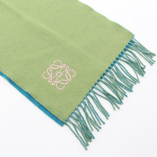 アナグラム バイカラー マフラー ウール カシミヤ グリーン ライトブルー ロエベ 財布・小物 LOEWE