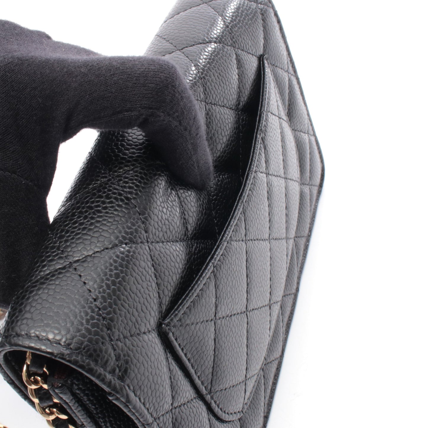 マトラッセ チェーンウォレット キャビアスキン ブラック ゴールド金具 シャネル バッグ CHANEL