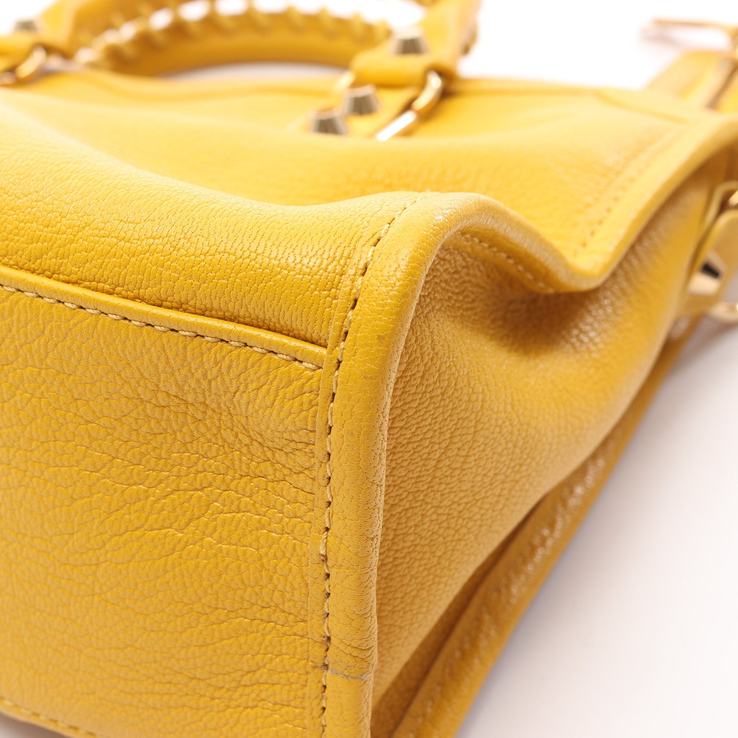 クラシック メタリック エッジ シティ S ハンドバッグ レザー イエロー 2WAY バレンシアガ