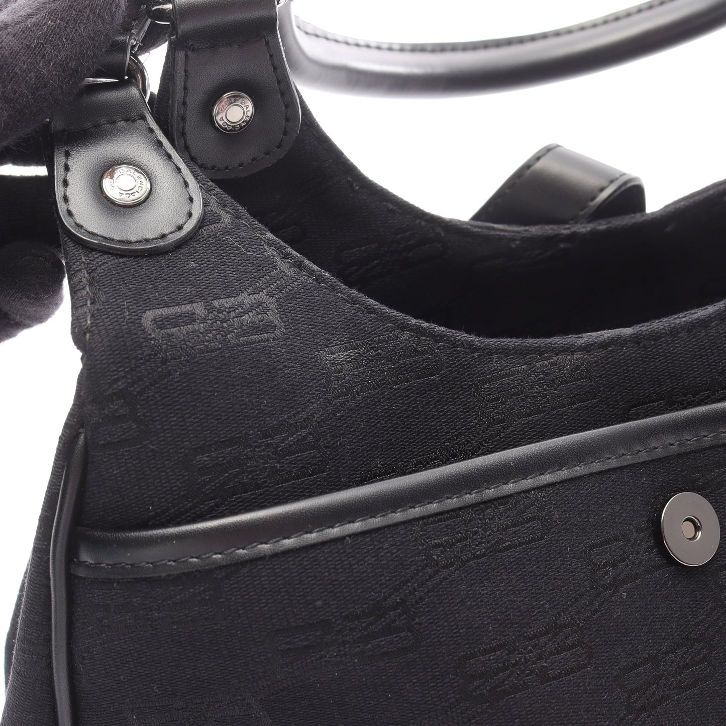 BBモノグラム ハンドバッグ キャンバス レザー ブラック バレンシアガ バッグ BALENCIAGA