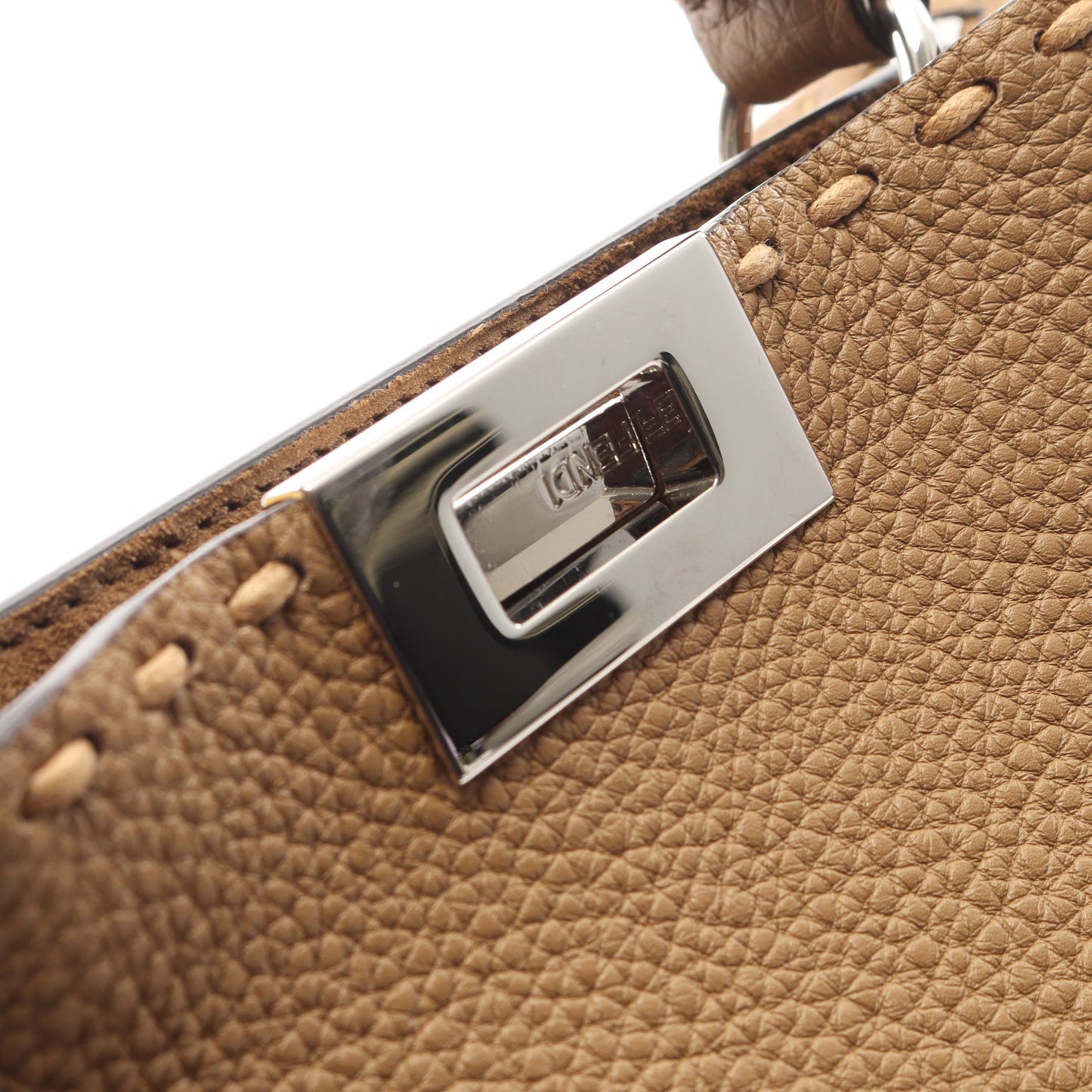 セレリア ピーカブー ソフト スモール ハンドバッグ レザー ライトブラウン 2WAY フェンディ