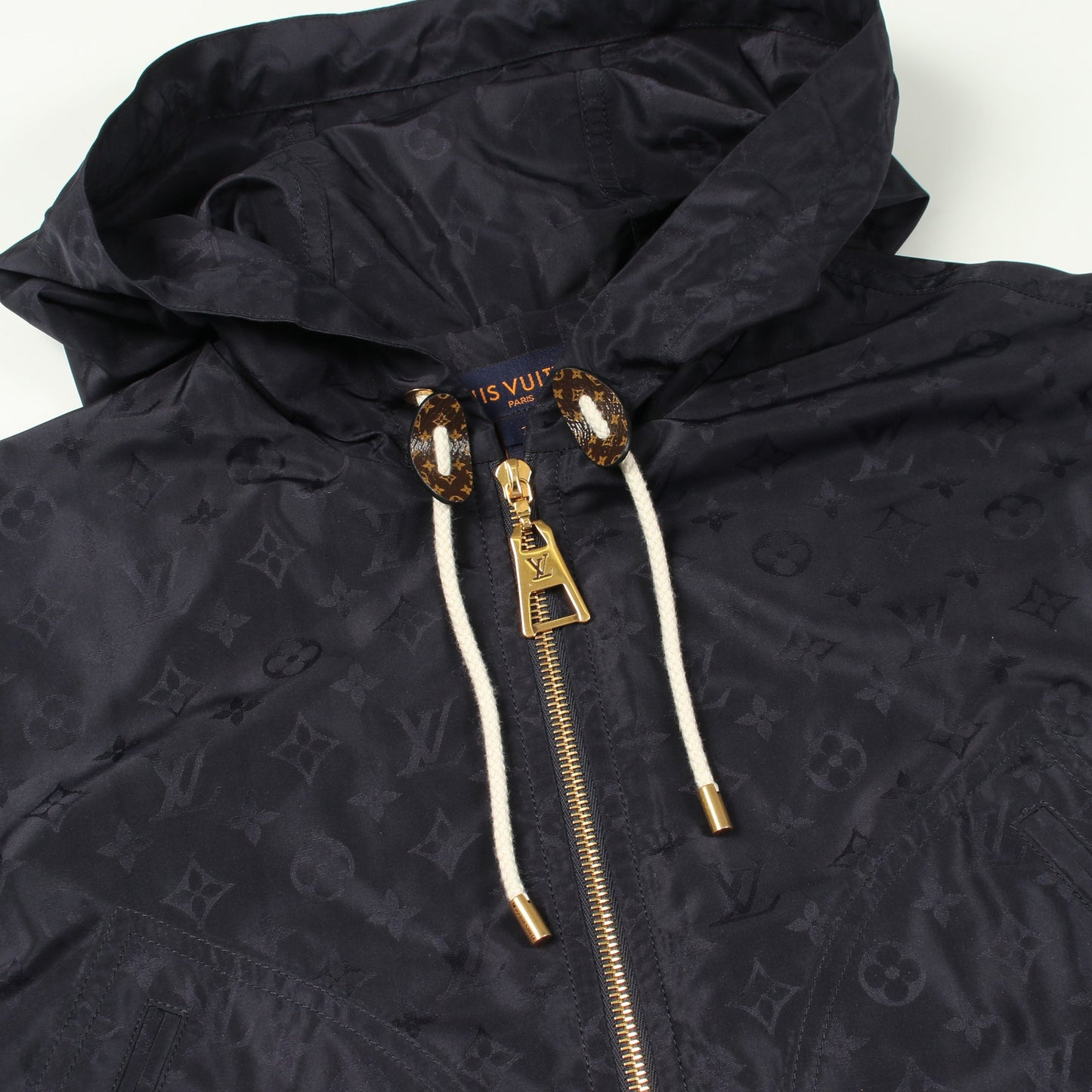 モノグラム フード付き ブルゾン シルク ネイビー ルイヴィトン アウター LOUIS VUITTON