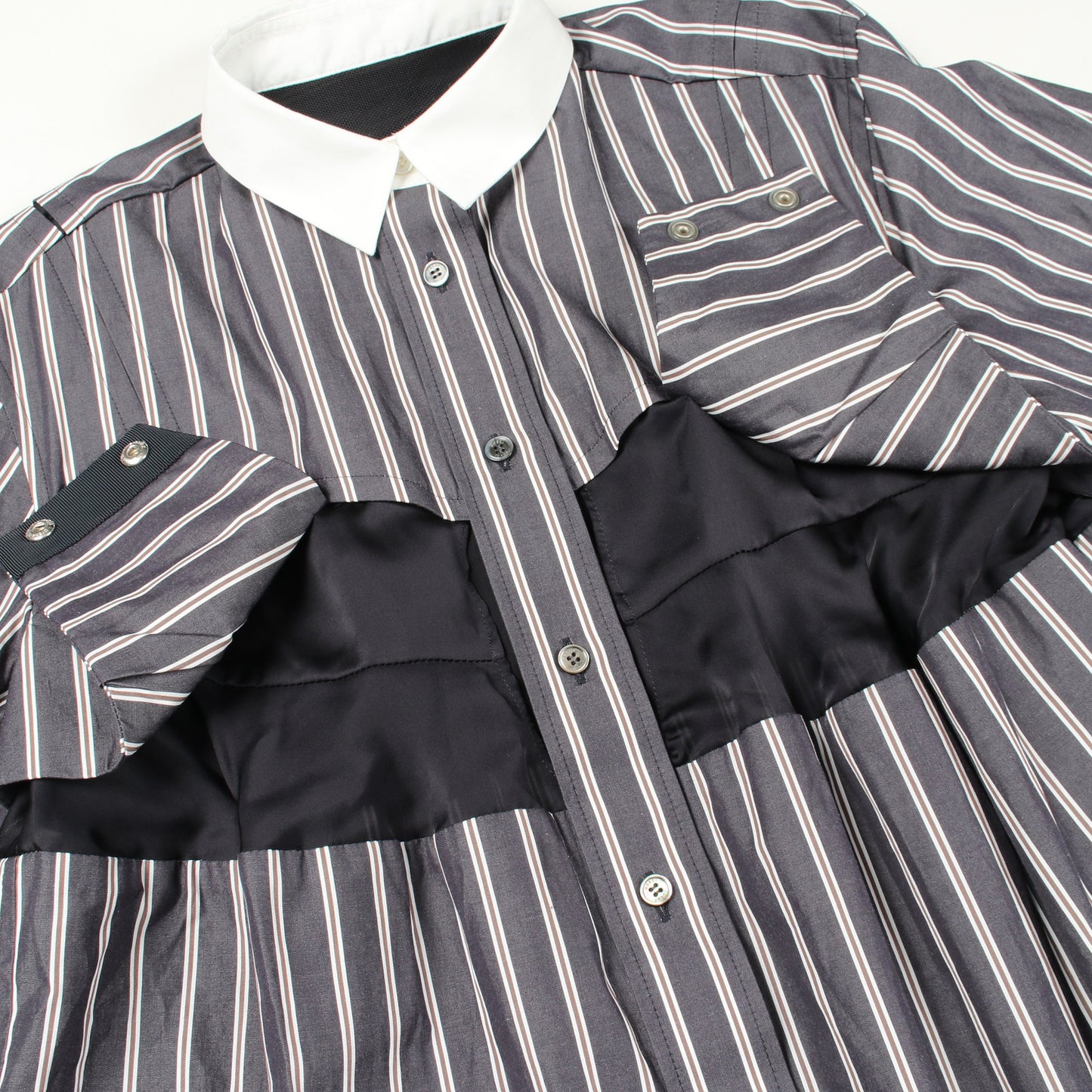 ビスチェディテールシャツ 切替 ストライプ 長袖 シャツ コットン ダークグレー サカイ トップス sacai