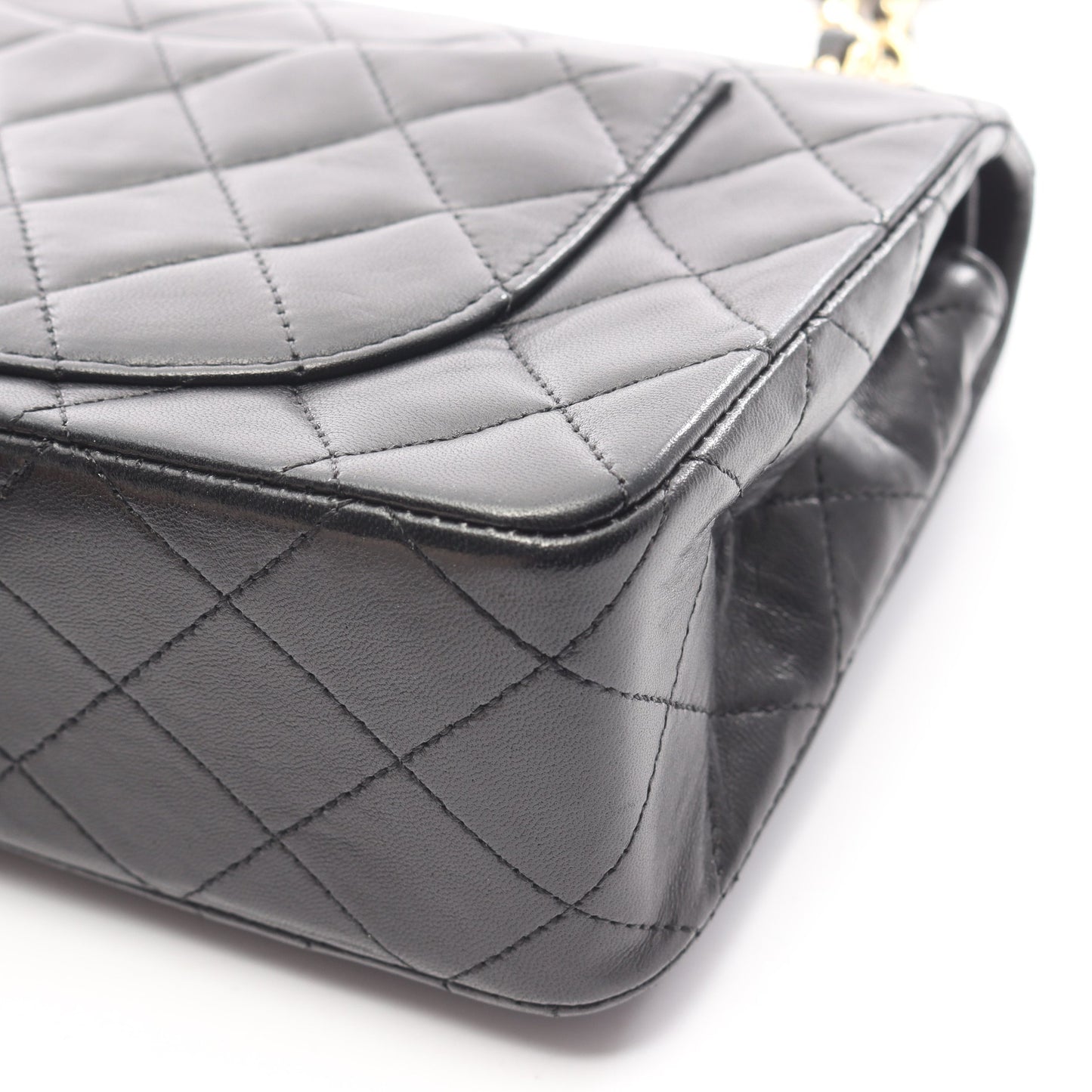 マトラッセ Wフラップ Wチェーンショルダーバッグ ラムスキン ブラック ゴールド金具 シャネル バッグ CHANEL